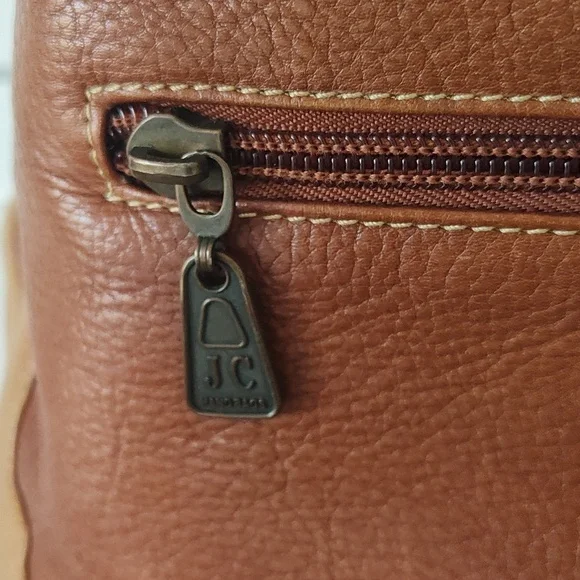 Vintage 90's Y2K JC Brown Tan Leather Bucket Bag Purse - Picture 11 of 14